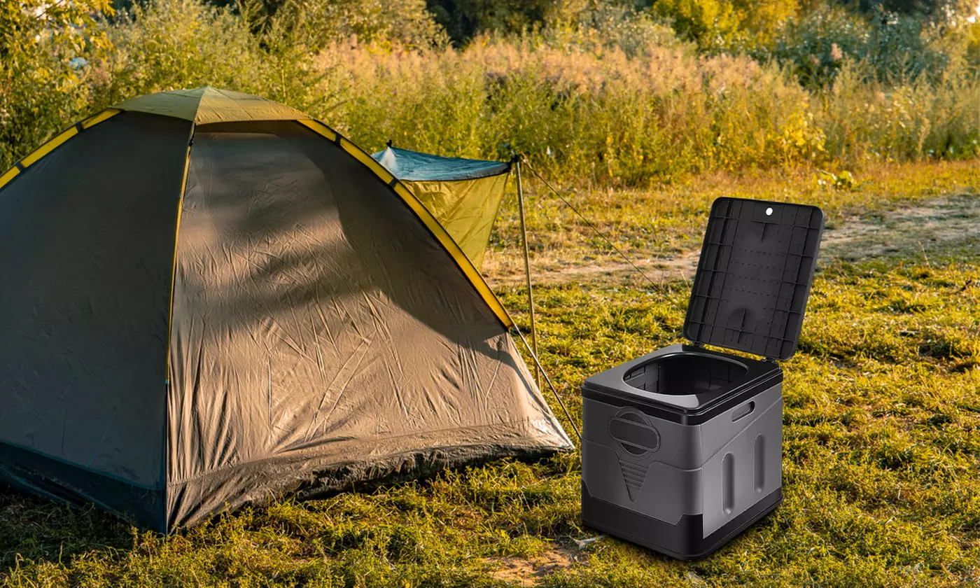LakeForest Portable Foldable Camping Toilet with Lid for Travel and Outdoors