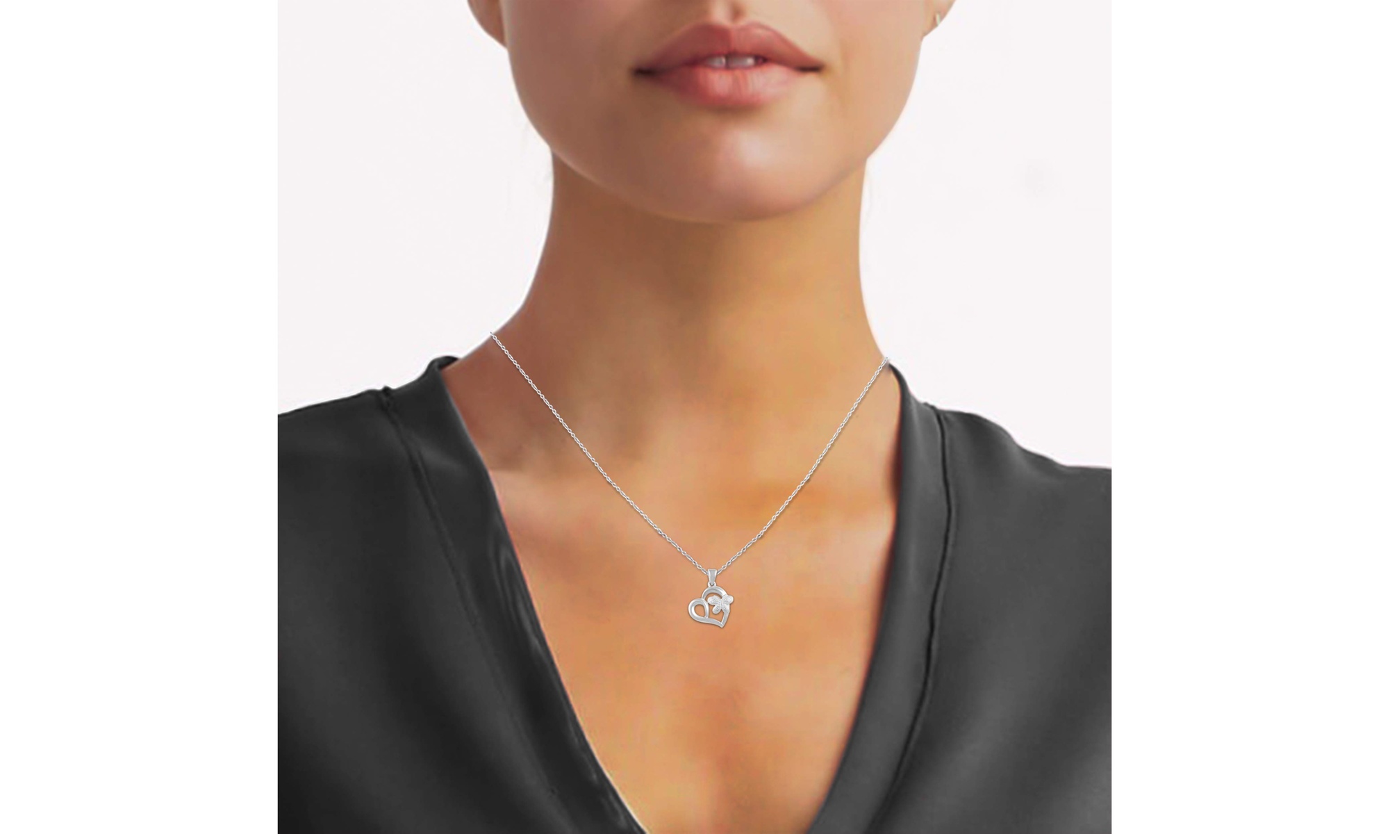 Heart Butterfly Pendant 925 Silver by Fifth and Fine