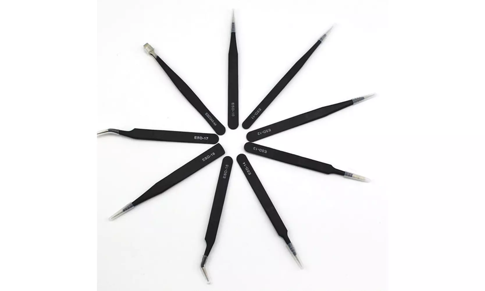 US 9 pc ESD Tweezers Anti Static Tool Precision Kit Set Tools Electronics Repair