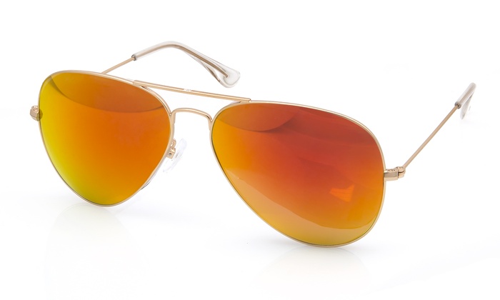 aqs mirrored unisex aviator sunglasses