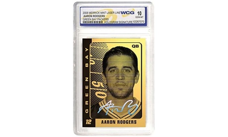 Aaron Rodgers Laser Line 2008 Gold Card Graded GEM Mint 10 Hologram Signature Aaron Rogers Green Bay Packers