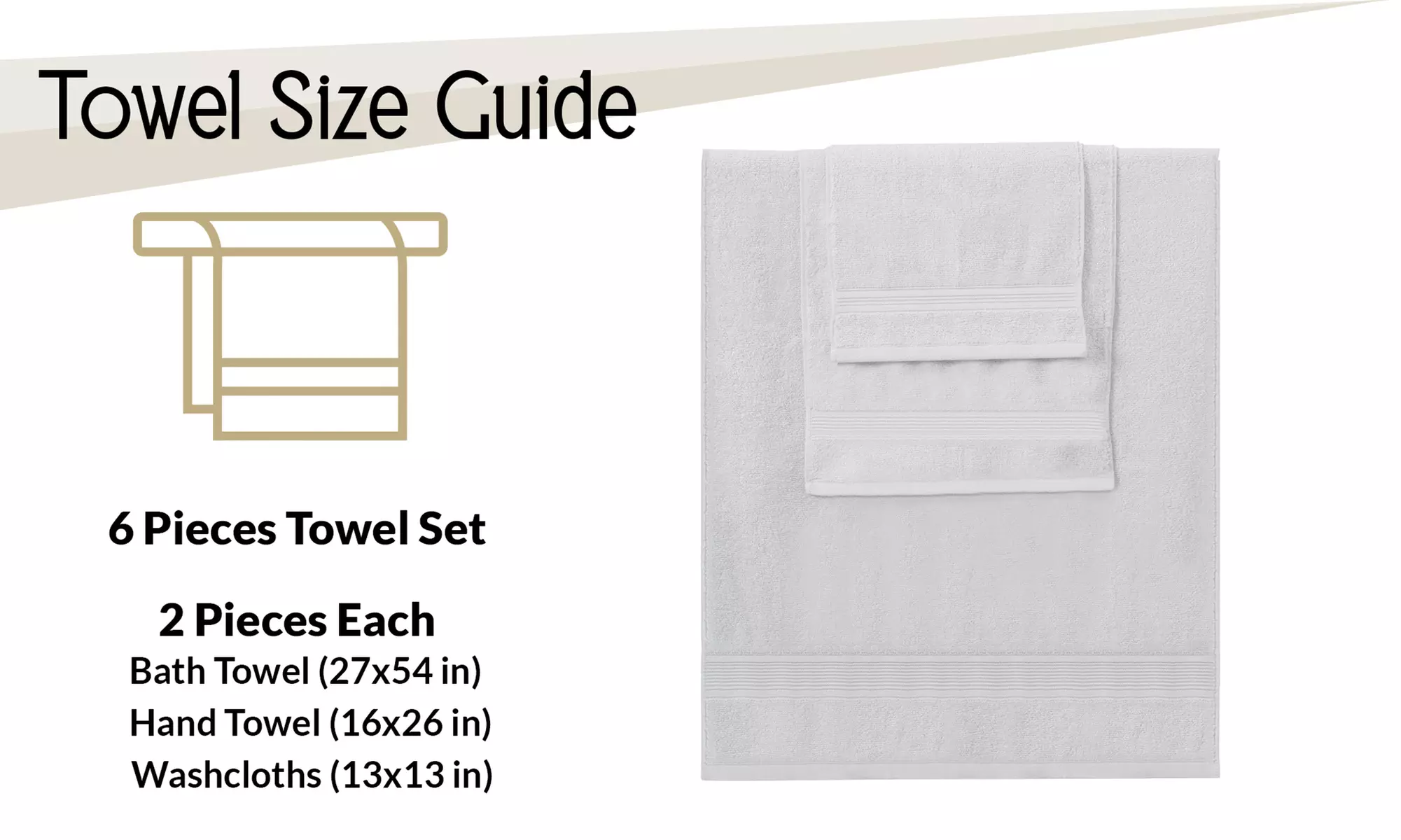 Lux Decor 6 Piece Bath Towel Set, Zero Twist Cotton Towels Soft & Absorbent