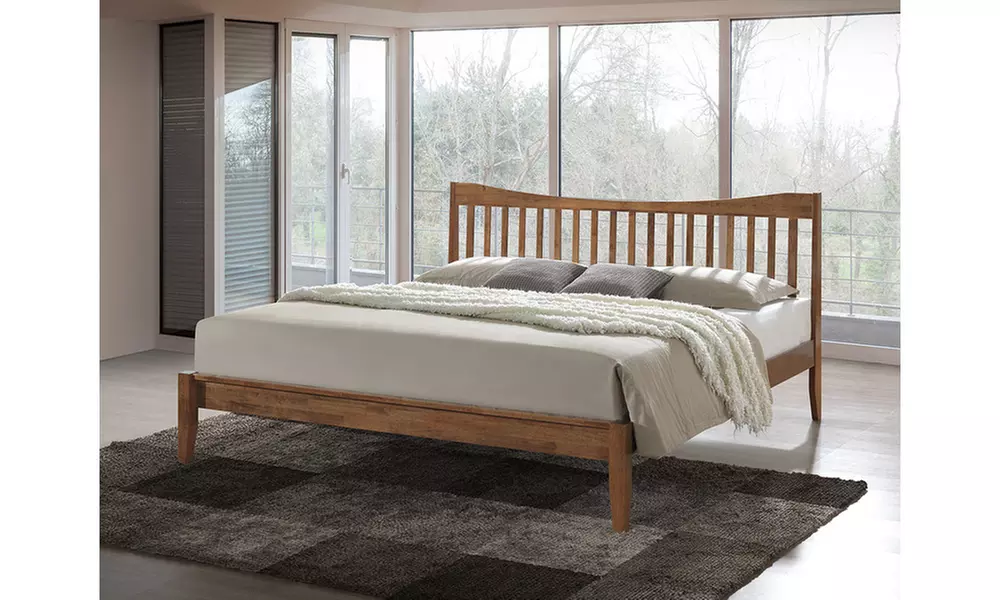 Edeline Walnut Wood Platform Bed - Primary Image