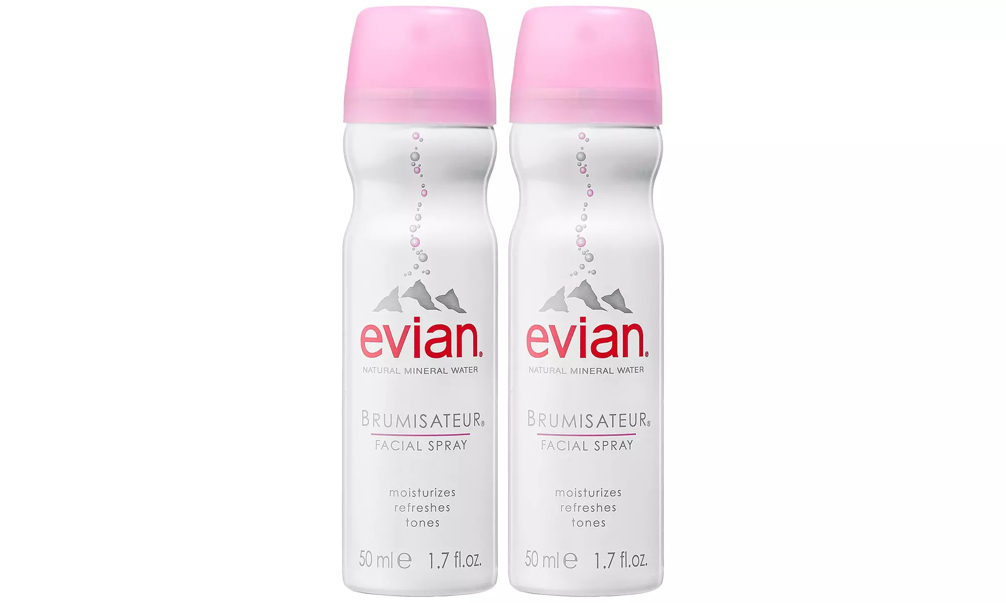 2 Pack! Evian Brumisateur Natural Mineral Water Facial Spray 2X 1.7oz - Second Medium