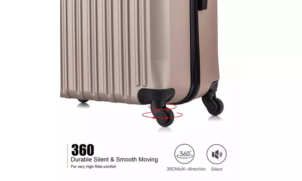 4 Piece Luggage Sets Suitcase Lightweight Spinner Wheels Champagne Gold
