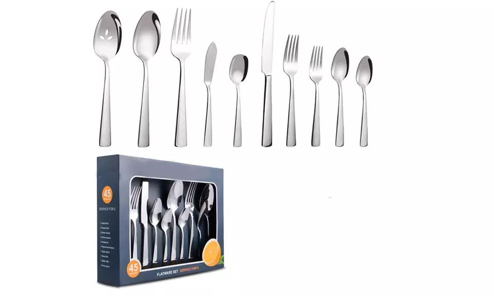 45 PC Silverware Flatware Cutlery Set Tableware Service - Primary Image