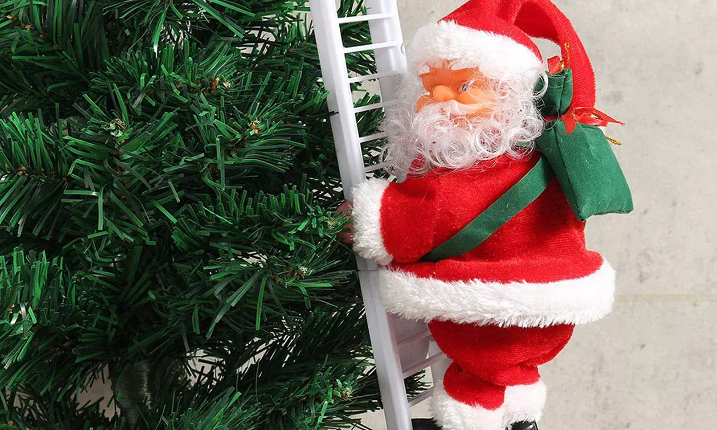 Animated Musical Jingle Bells Santa Claus Climbing Ladder Toy Christmas Gift 