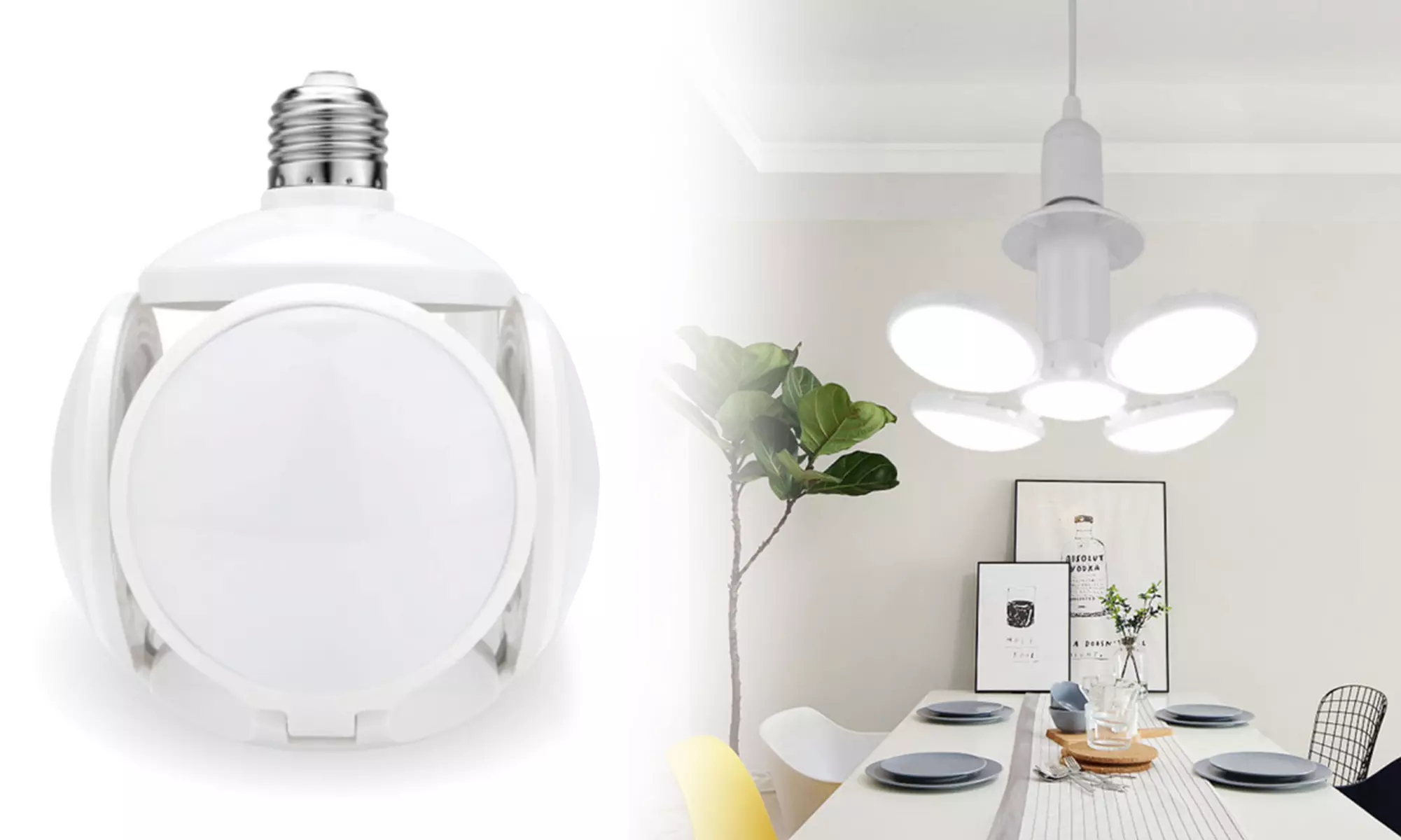 LED Light Bulb Folding Football Design Portable with Four Foldable LED Panels - Primary Image