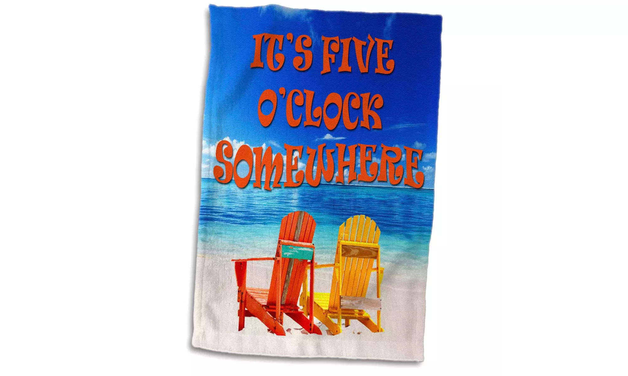 Towel - Its five oclock somewhere. Beach. Fun. Good times. - 15 by 22-inches - Primary Image