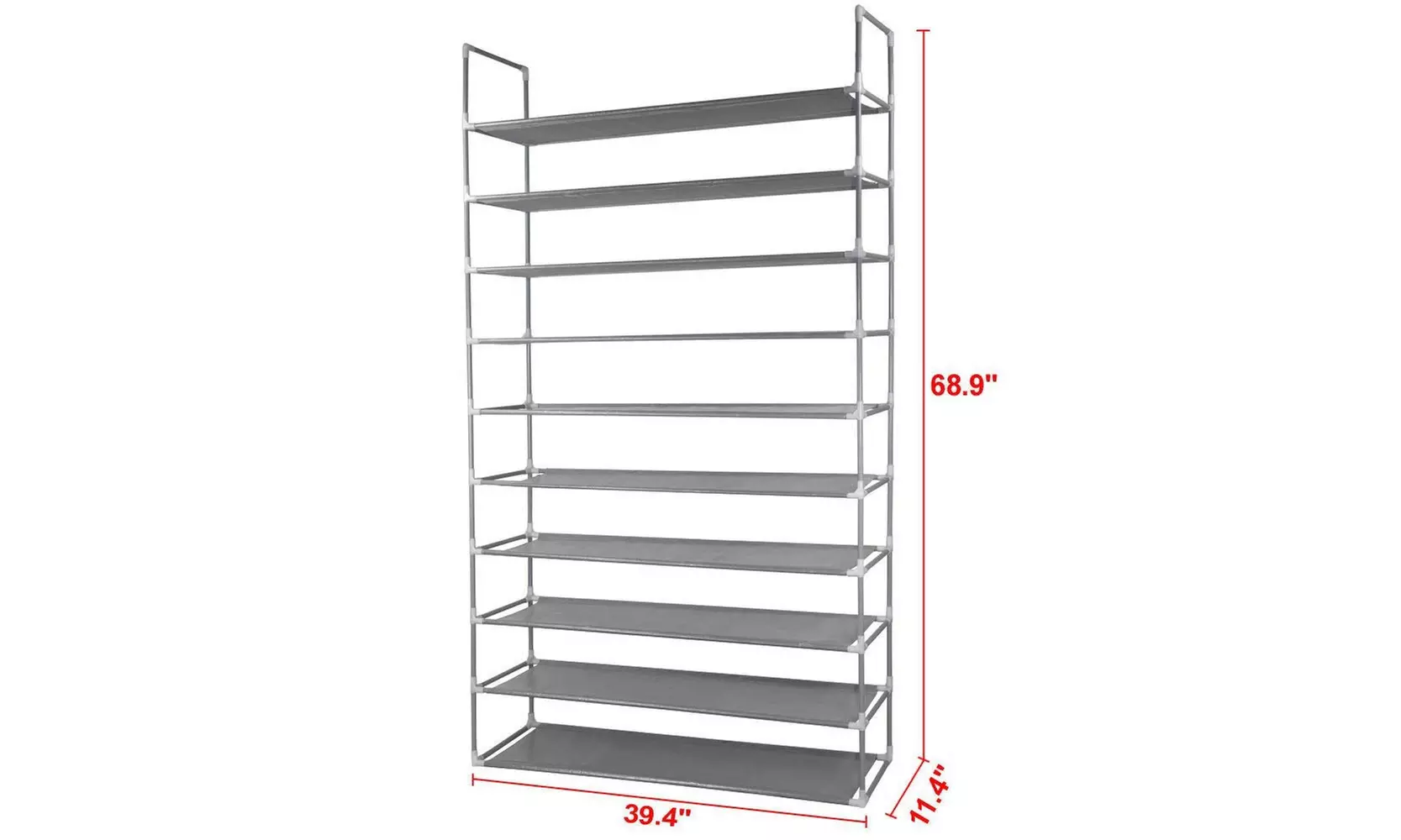 Ultra Large Capacity 10 Layers Non-woven Fabrics & Steel Shoe Rack Gray - Second Medium