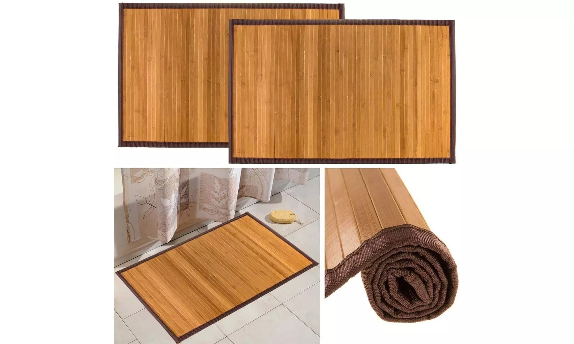 Bamboo Floor Mat Non-Skid, Water-Repellent Runner Rug for Bathroom, Kitchen - Primary Image