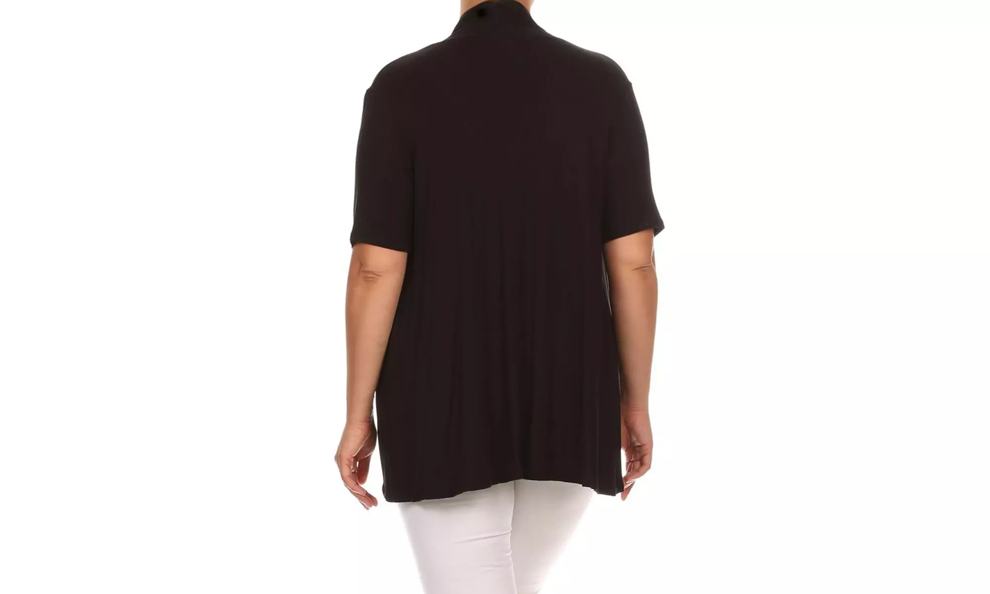 Women's Plus Size Short Sleeves Draped Open Front Solid Cardigan