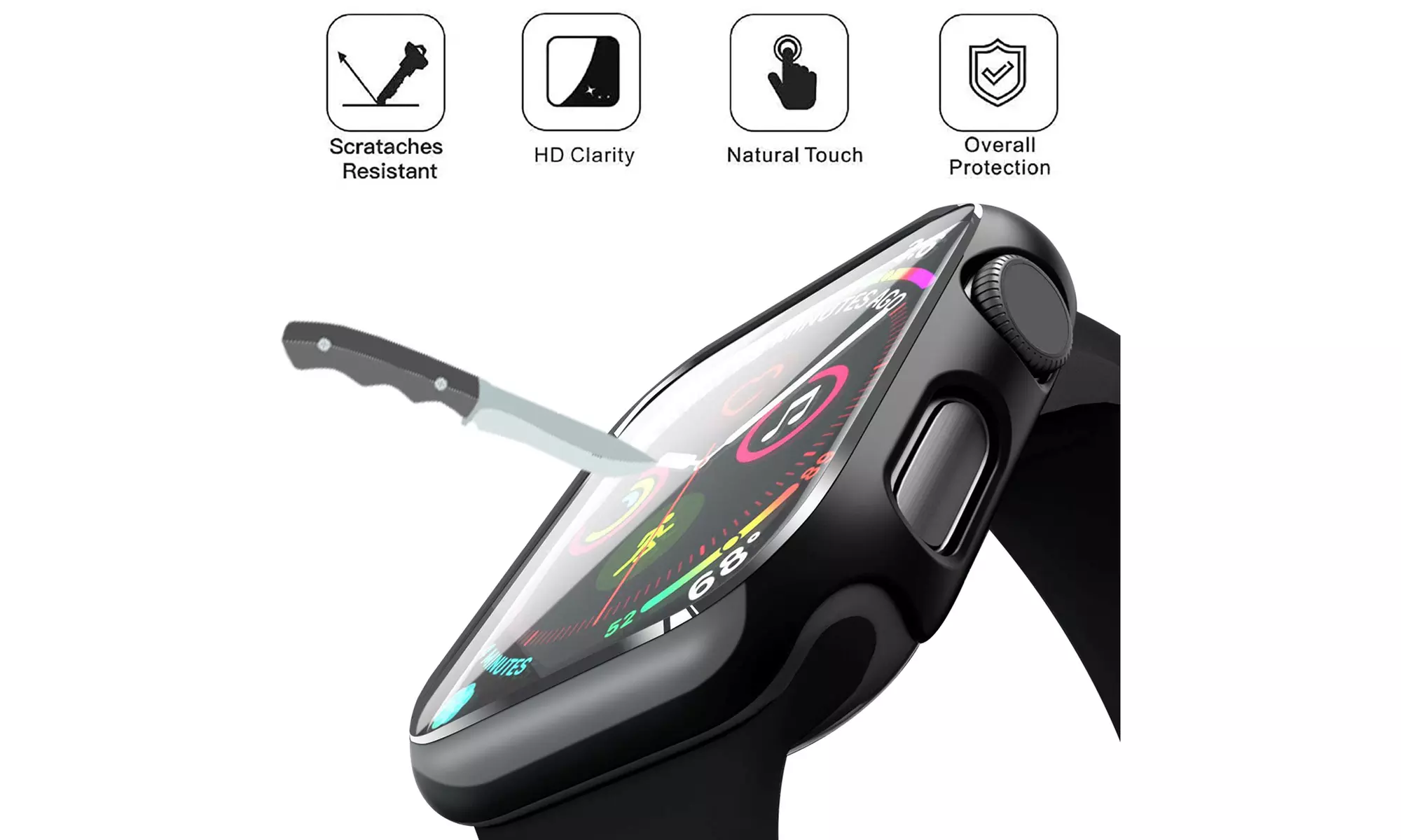Case&Tempered Glass Screen Protector For Apple Watch SE/Series 4/5/6 40mm/44mm