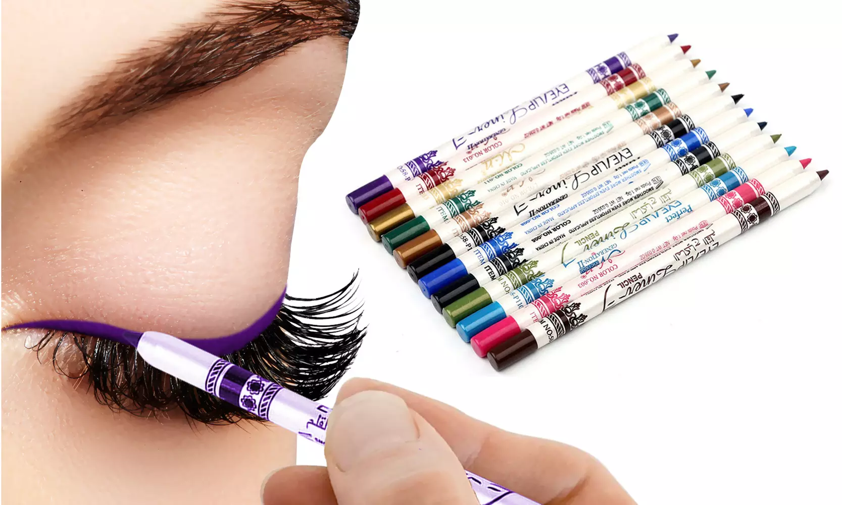 Professional Vivid Multi-Color Eye and Lip Liner Pencil Set (12 or 24-Pack) - Primary Image