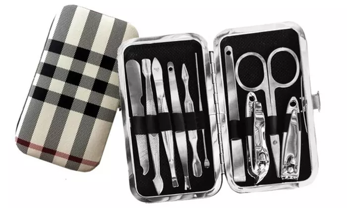 Stainless Steel Manicure and Pedicure Kit Nail Care Set with Case - 10 Pcs - Second Medium