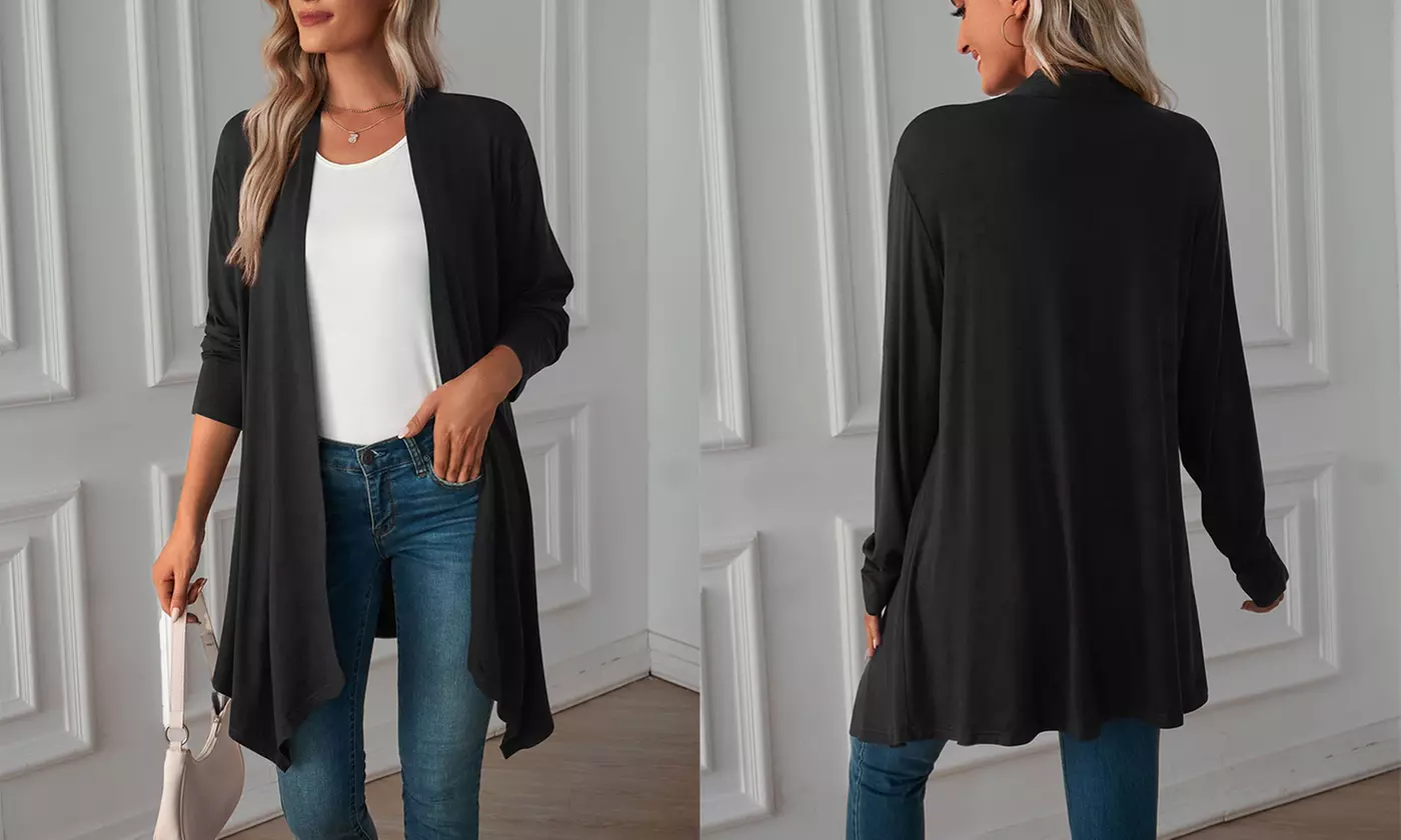 Women's Casual Long Sleeve Open Front Lightweight Drape Cardigans Sweaters