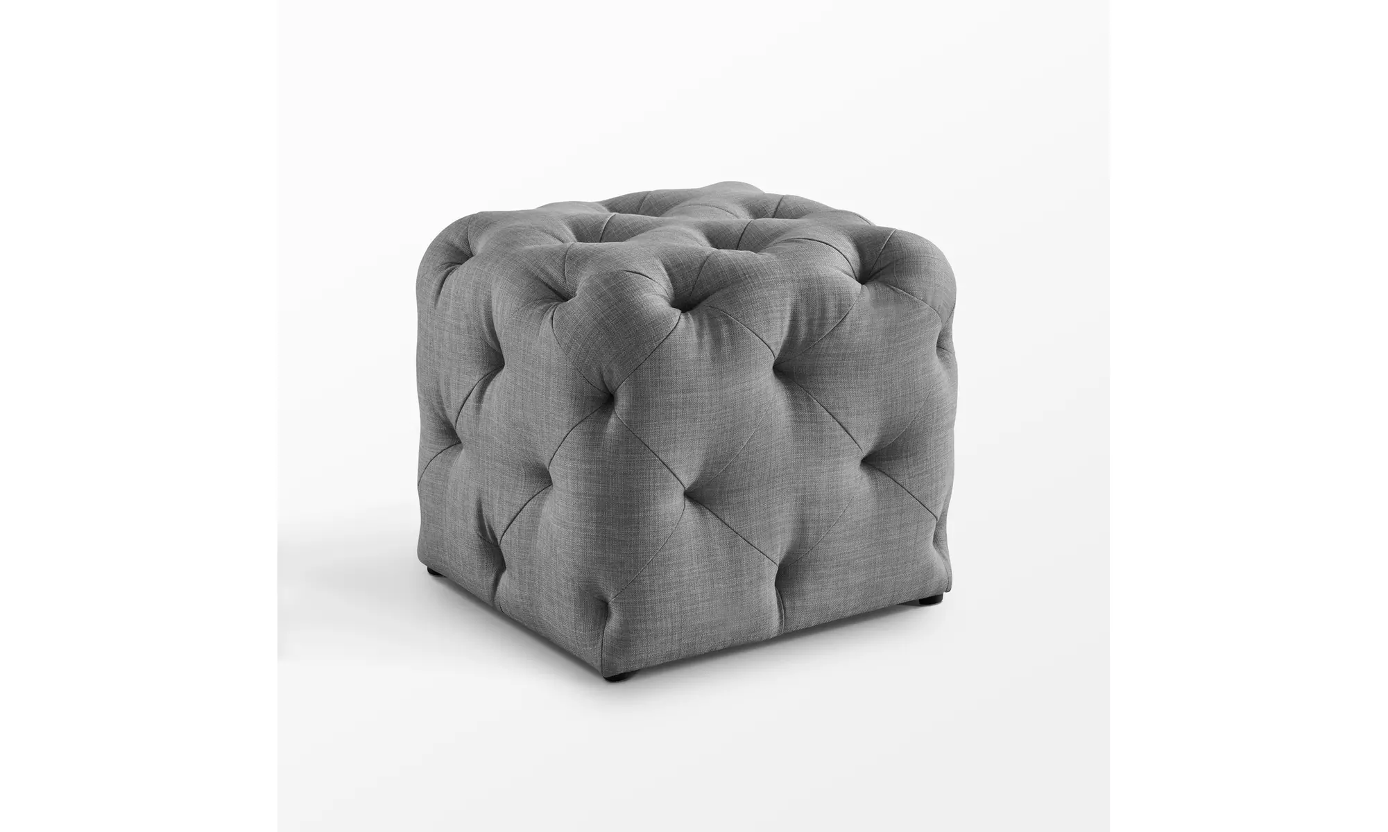 Chad Velvet or Linen Ottoman - Square Shaped / Modern / Allover Tufted Design - Primary Image