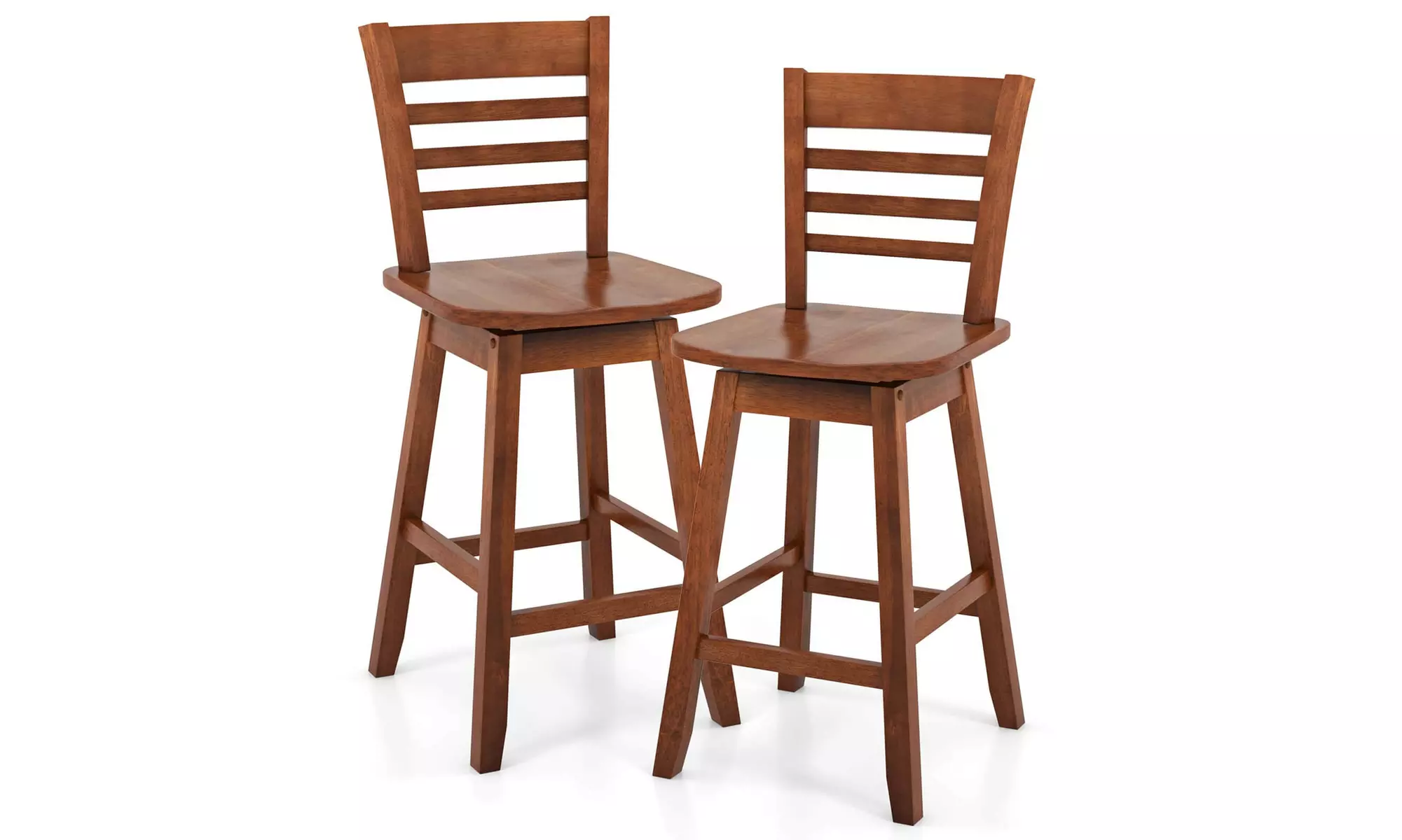 Costway 24.5" Counter Height Bar Chairs Swivel Bar Stools with Hollow Backrest