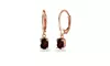 Rose Gold Flashed Sterling Silver Garnet 7x5mm Oval Dangle Leverback Earrings