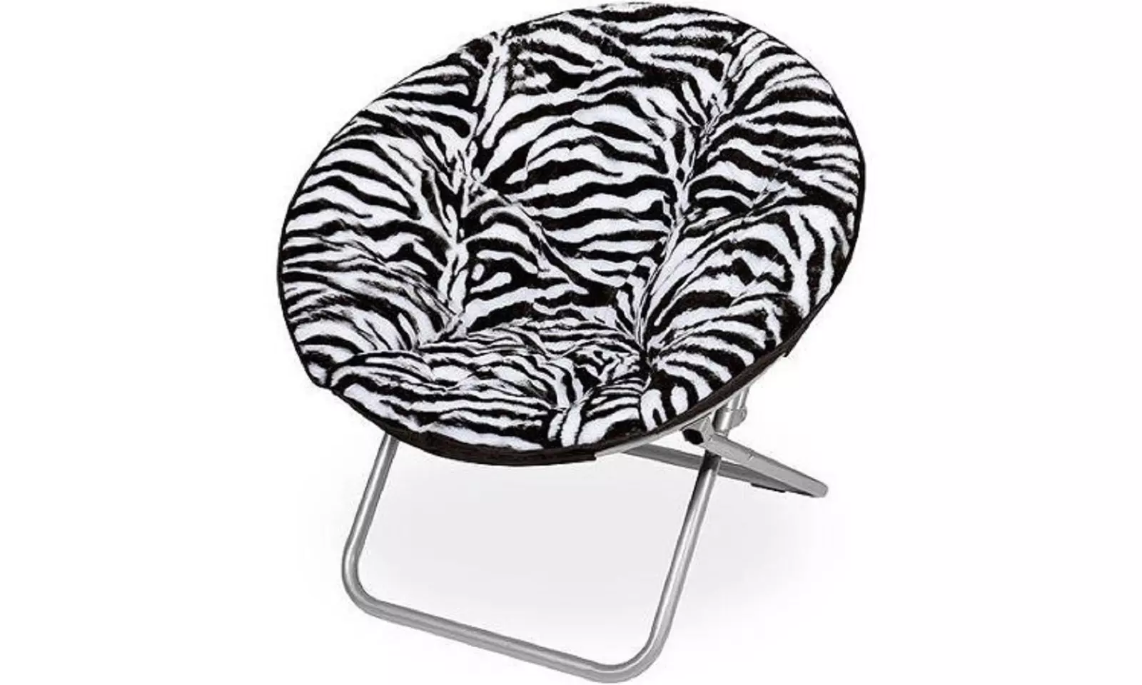 Faux-Fur Saucer Chair, Zebra Colors - Primary Image