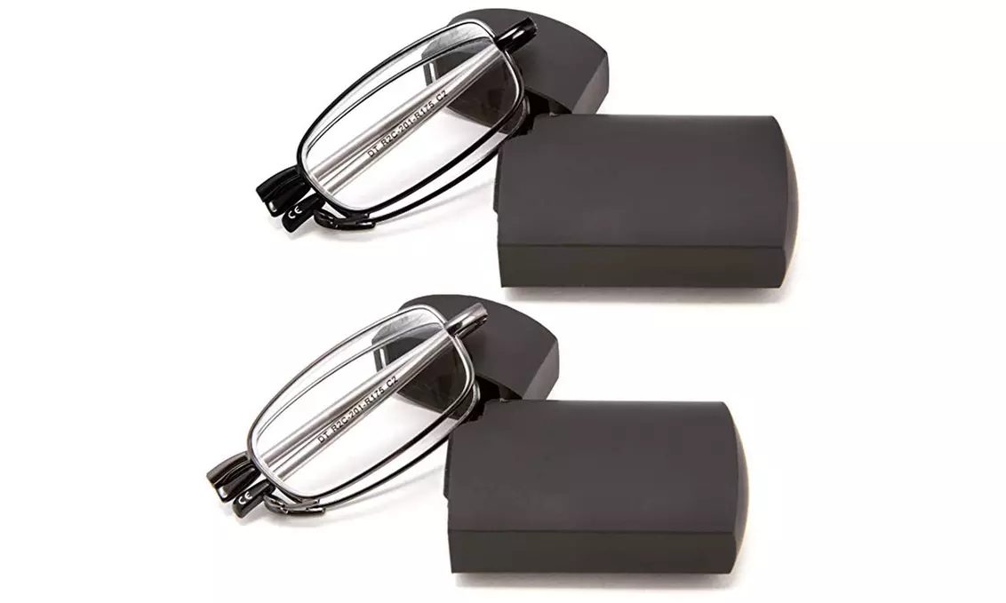 DOUBLETAKE Reading Glasses - 2 Pairs Folding Readers Includes Glasses Case - Primary Image