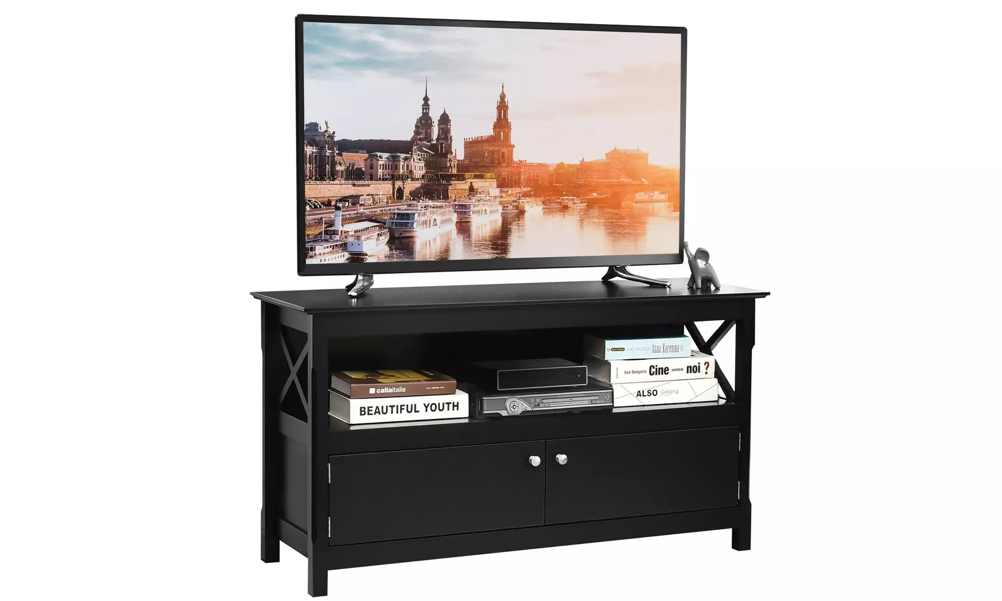 Costway Free Standing TV Cabinet Wooden Console TV Media Entertainment - Primary Image