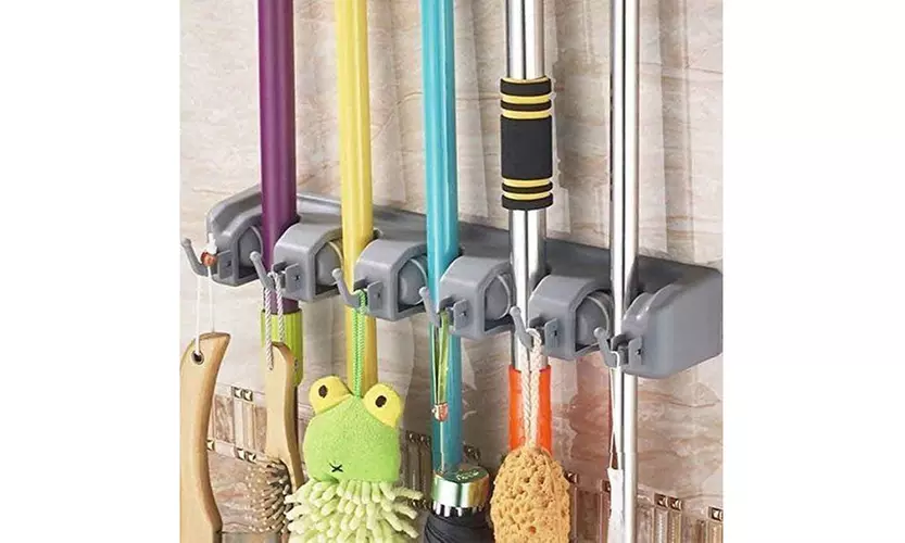 Wall Mounted Non Slide Broom Mop Holder Home Kitchen Storage Bathroom Hanger