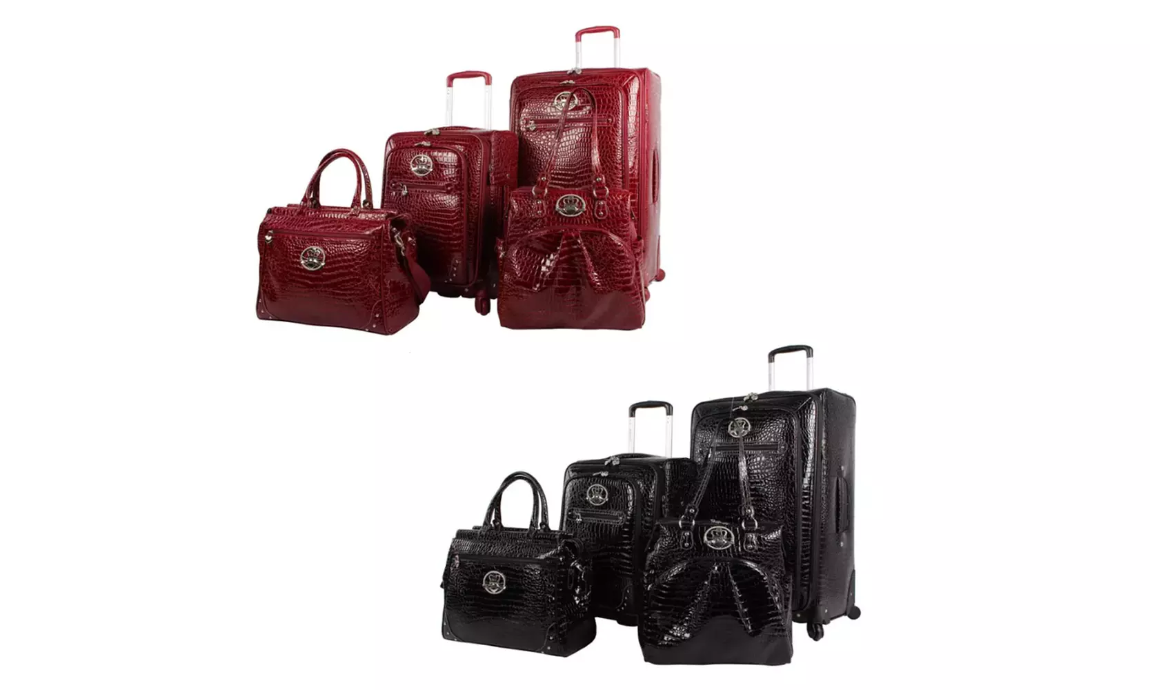 Kathy Van Zeeland Croco PVC Luggage 4 Piece Expandable with Spinner Wheels - Primary Image