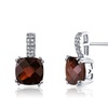 Image 1: 14K White Gold Garnet Earrings Cushion Checkerboard Cut 5.00 Carats
