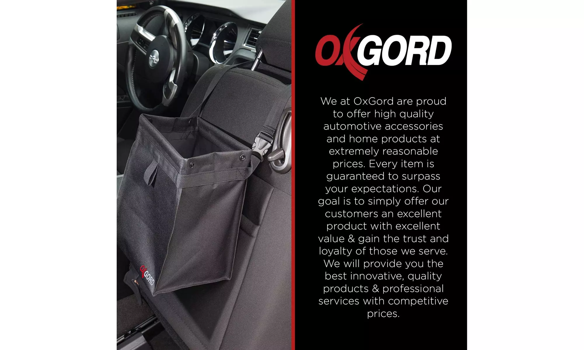 OxGord Multi-Purpose Leak Proof Car Trash Bag with Straps - Second Medium
