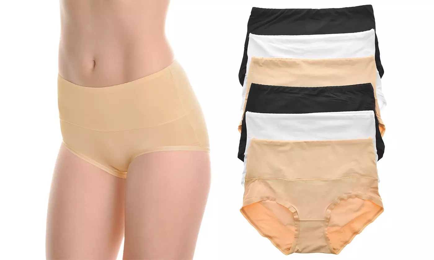 Angelina Women's Microfiber High Waist Light Control Briefs (6-Pack)