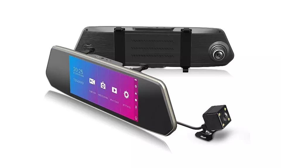 TOGUARD Backup Camera 7" Mirror Dash Cam, Waterproof  - Primary Image