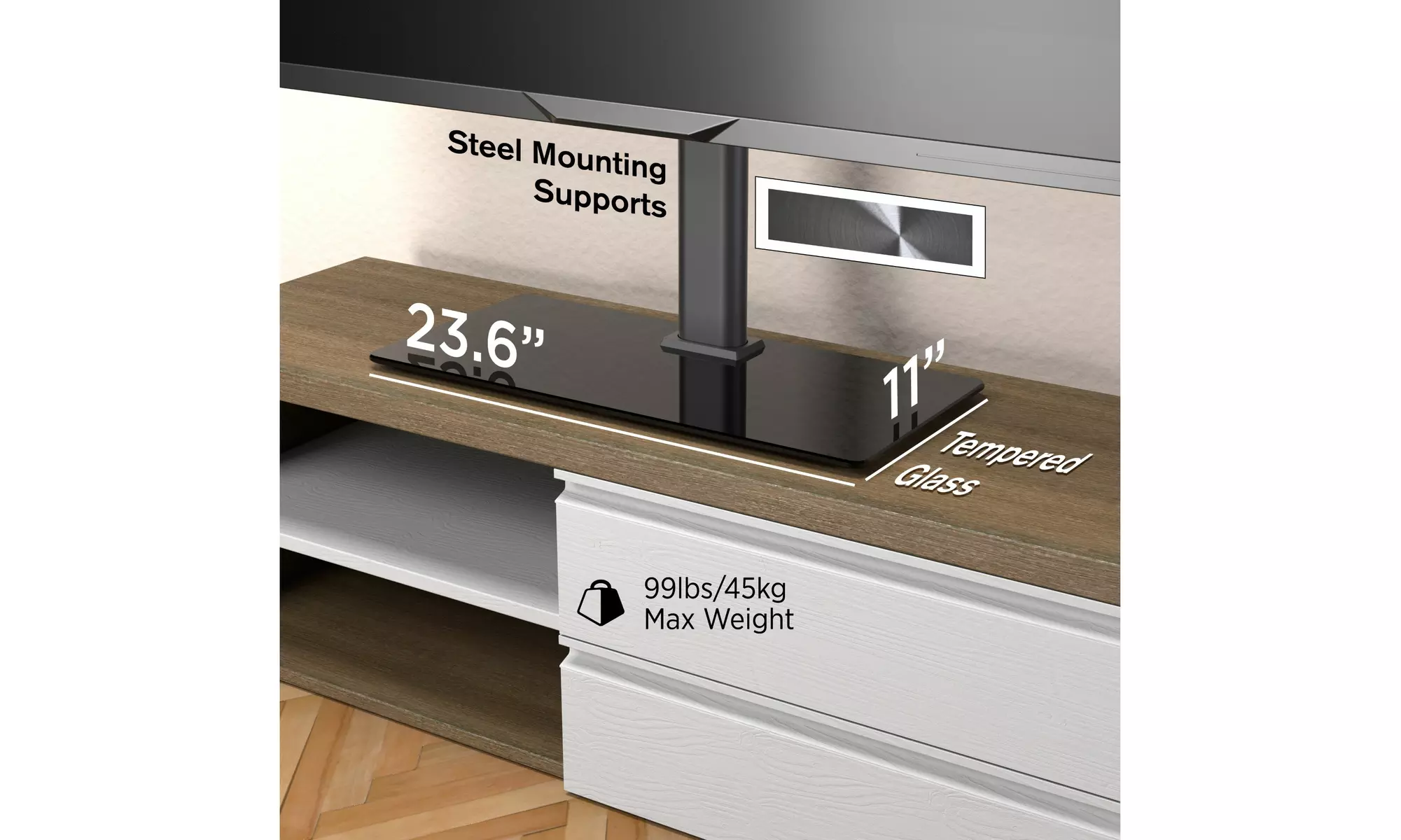 ProMounts Tabletop TV Stand Mount for 37-72 inch TV Screens Holds up to 99lbs - Second Medium