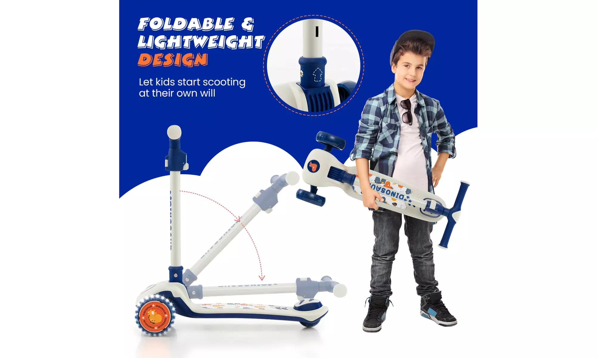 Costway 3-Wheel Kids Scooter Toddler Folding Balancing Kick Scooter
