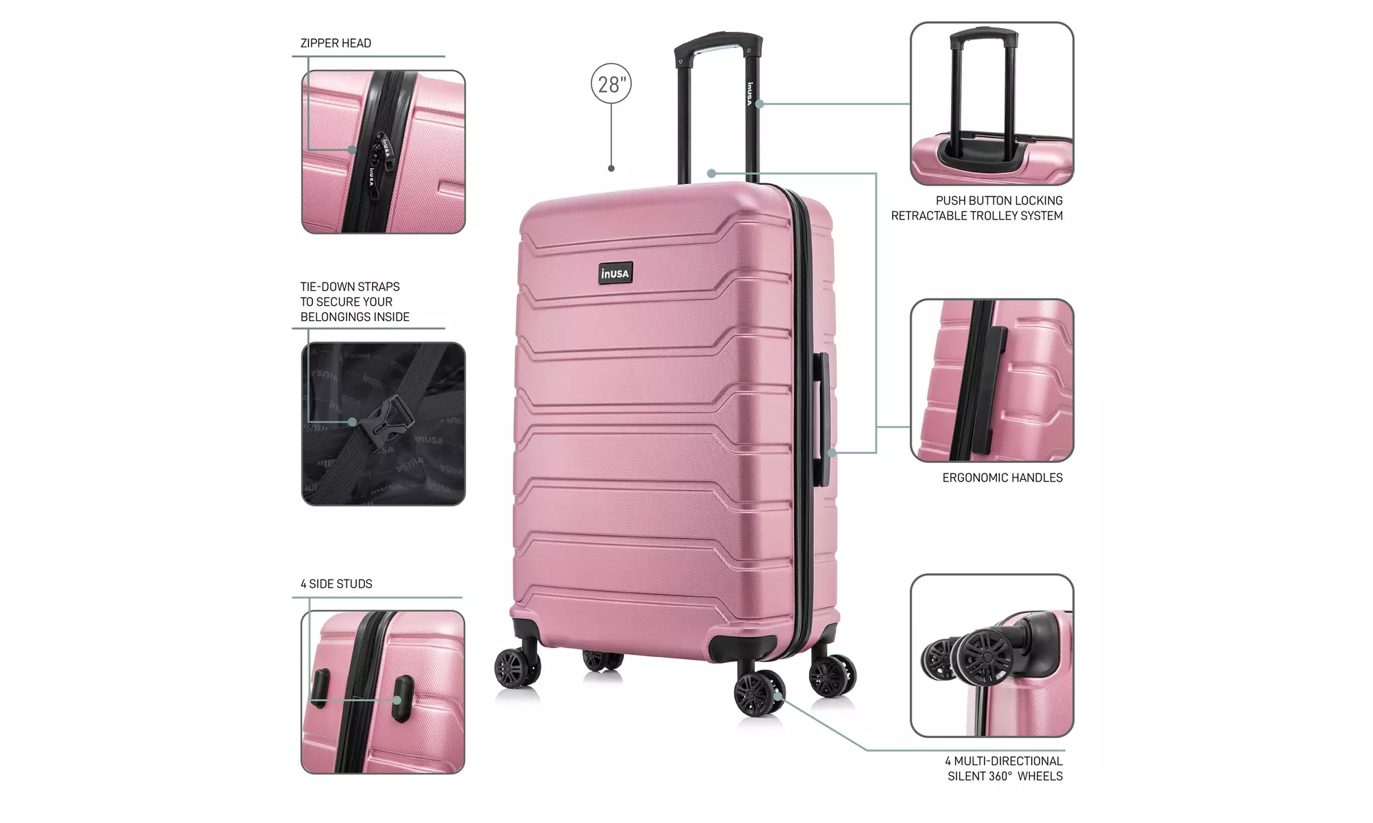 InUSA Trend lightweight hardside spinner luggage 20'', 24", 28" 