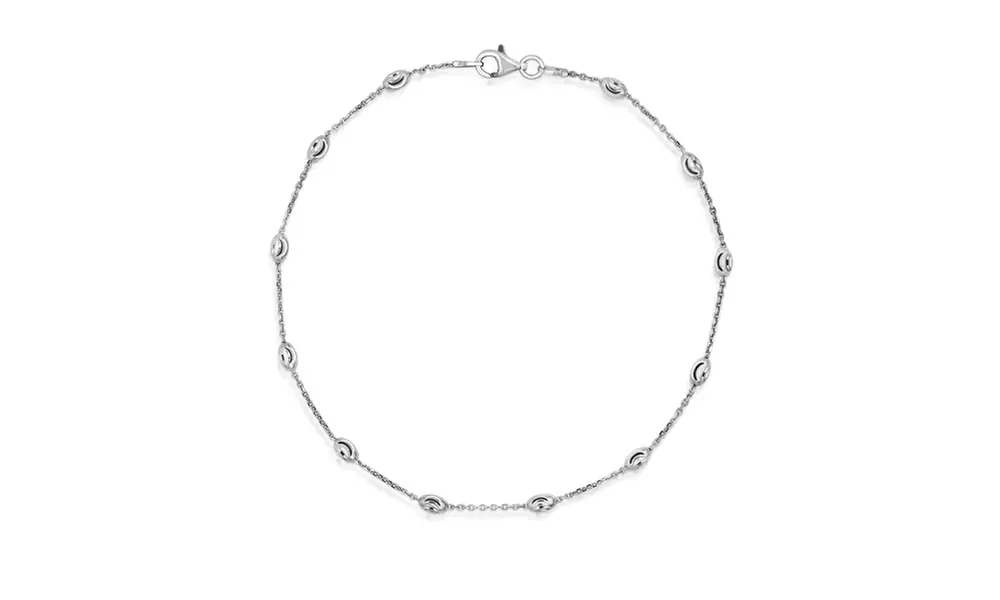 Italian Sterling Silver 10" Station Anklets  