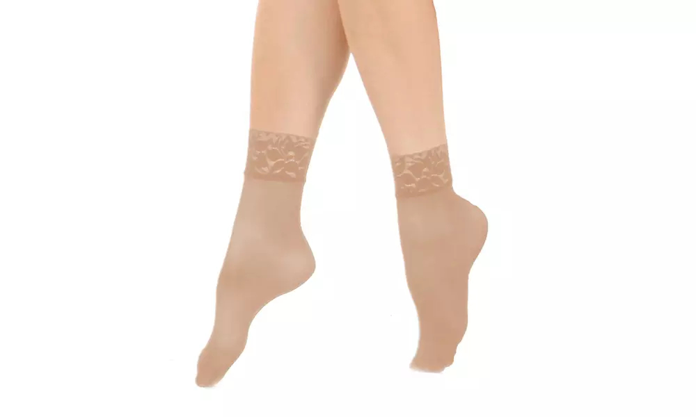 Nylon Spandex Sheer Anklet Stocking with Lace (6-Pack)