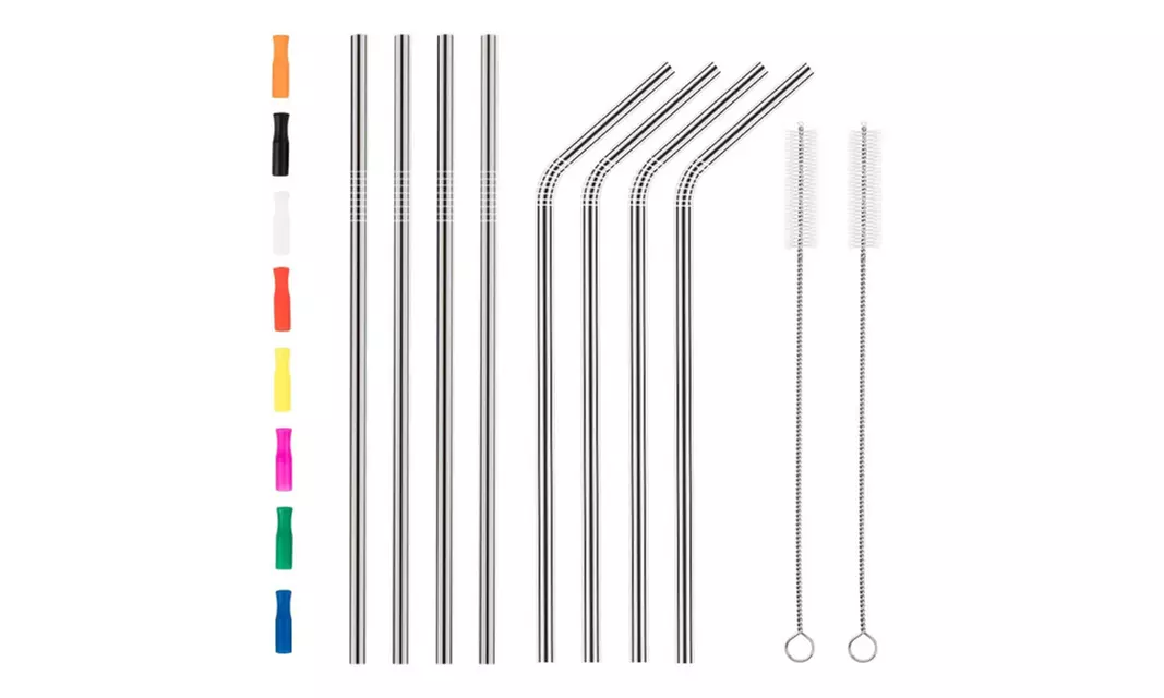 10.5 inch Long Reusable Stainless Steel Drinking Straws Brushes Kit