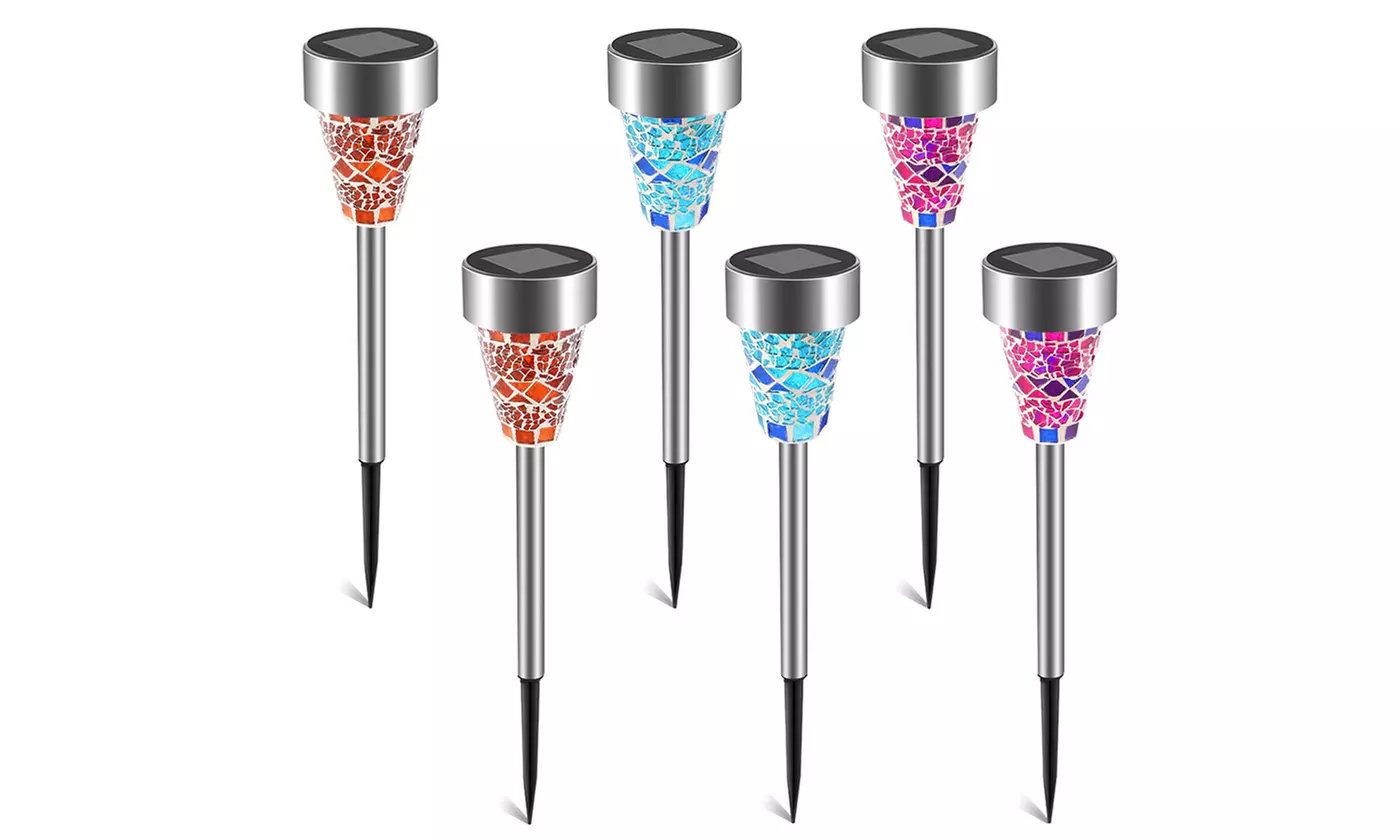 SolarEK LED Garden Mosaic Glass Pathway Solar Lights (6 or 12-Pack)