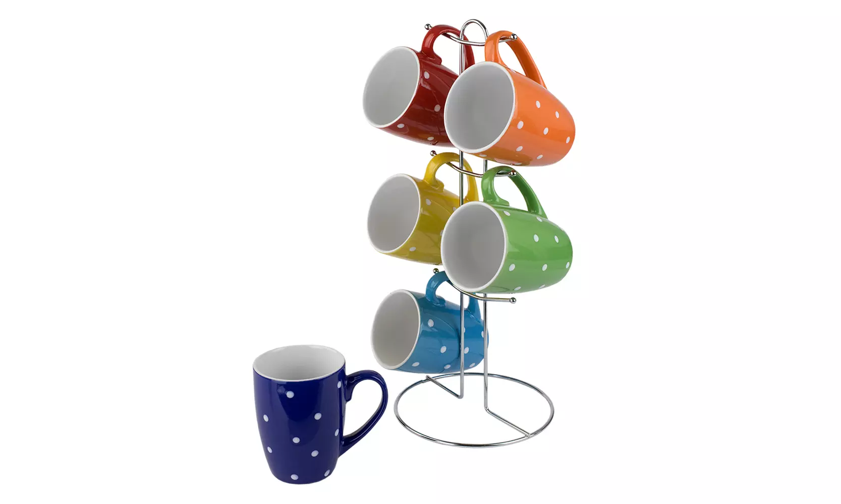 Heritage Houseware 6 Piece Polka Dot Mug Set with Stand - Primary Image