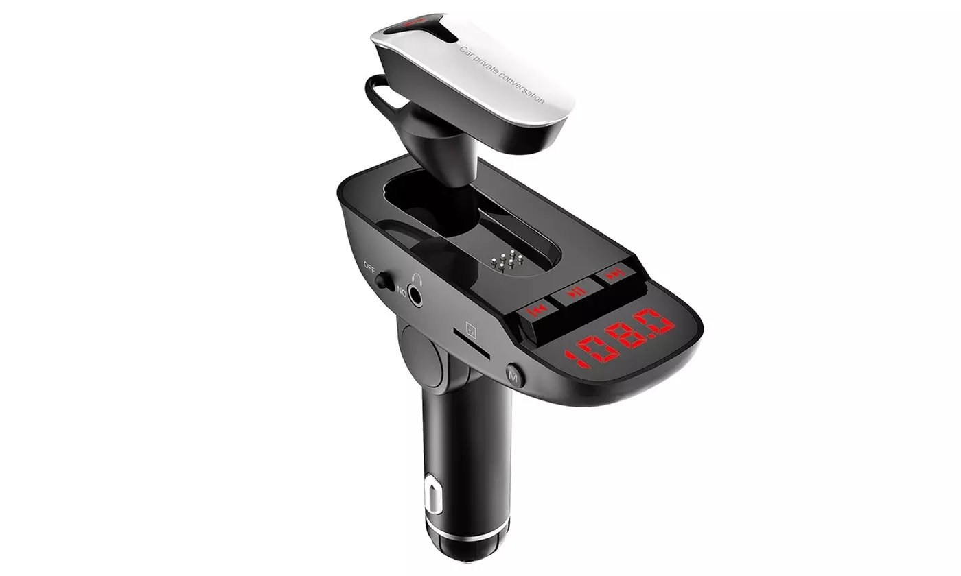 iMounTEK Wireless FM Transmitter Dual USB Charger Car Kit w/ Bluetooth Headset - Primary Image