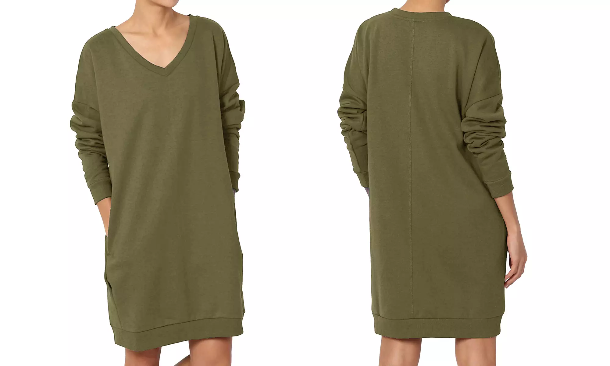 Haute Edition Women's Loose Fit Sweatshirt Dress With Pockets S-3X