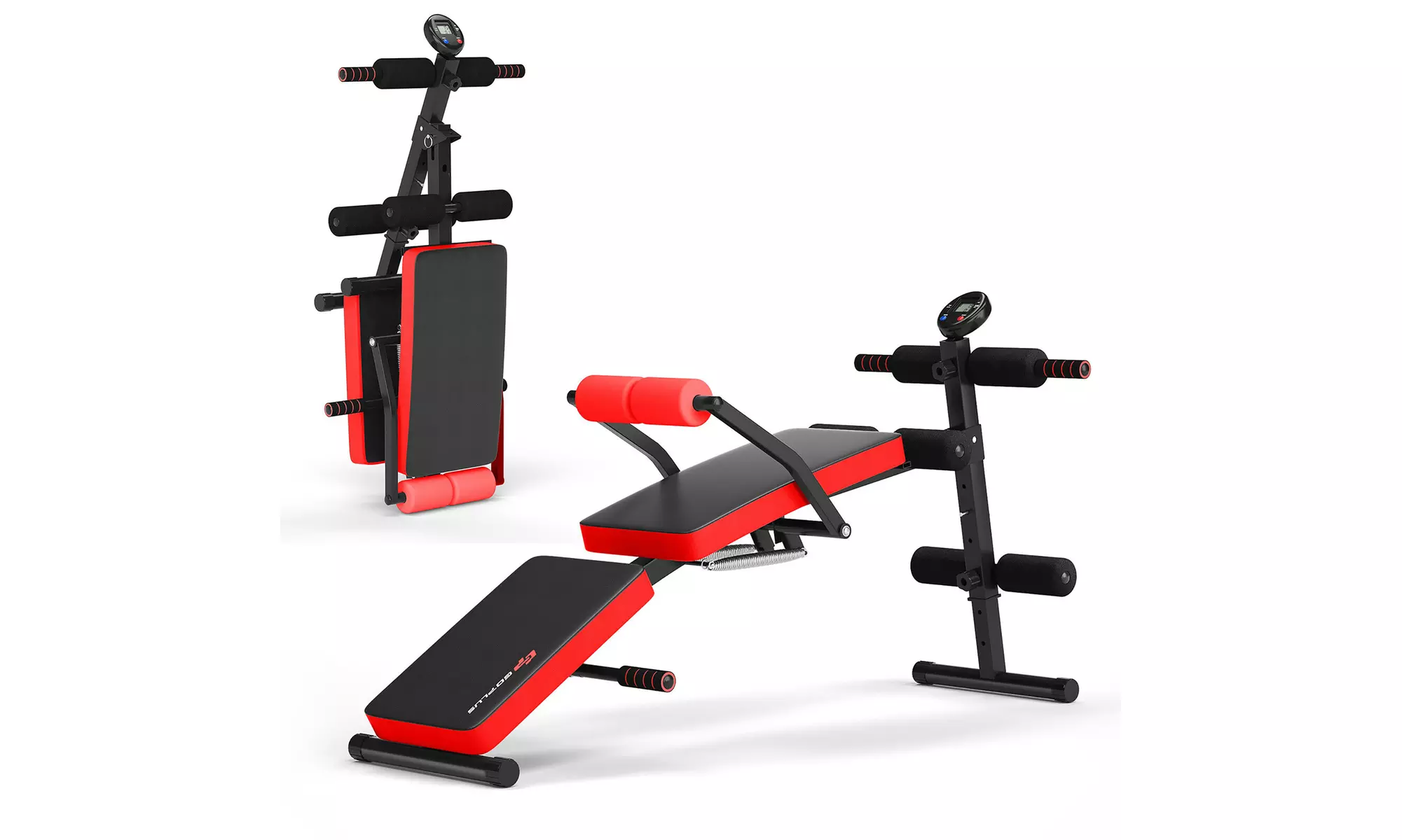Goplus Multi-Functional Foldable Weight Bench Adjustable Sit-up Board w/ Monitor - Primary Image