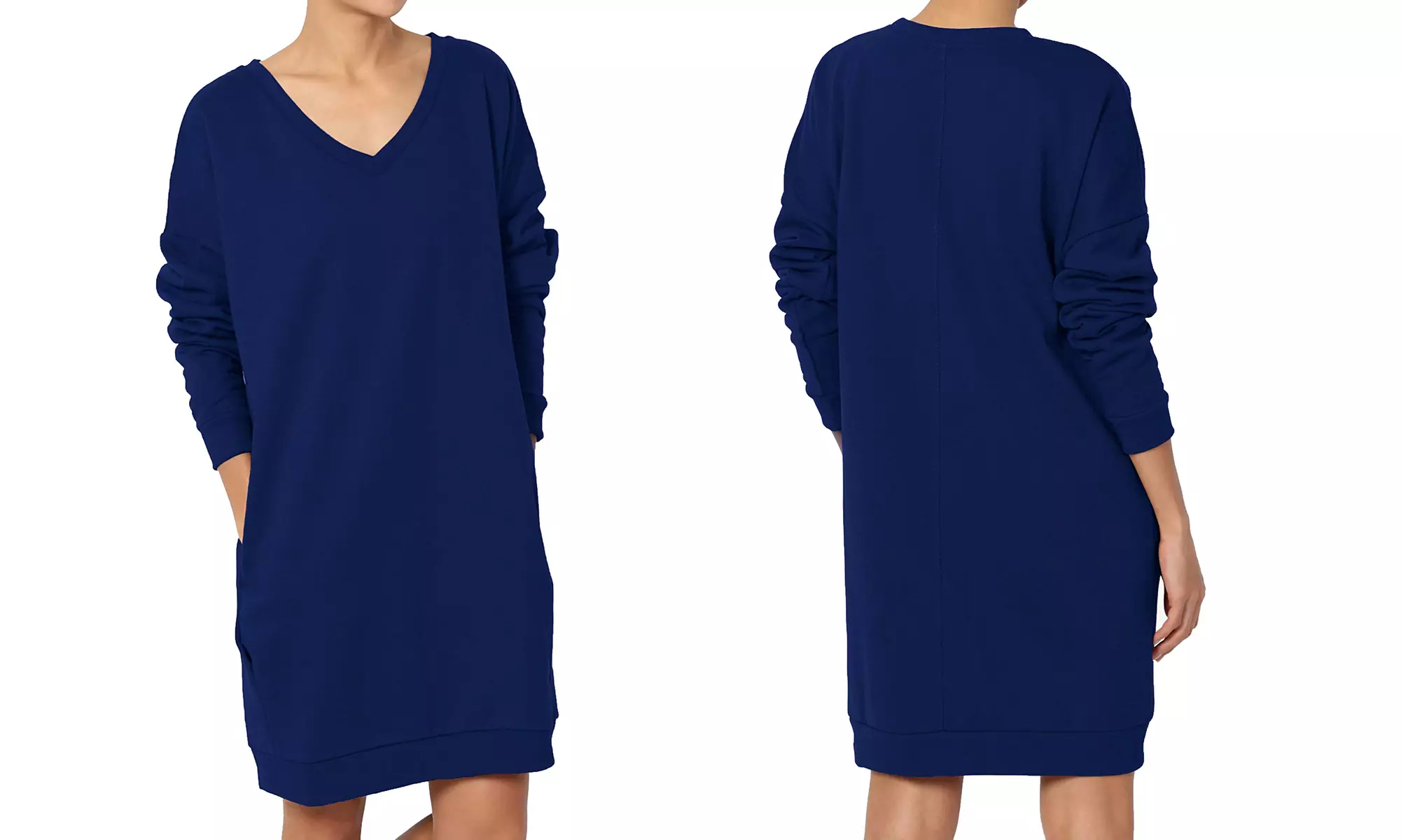 Haute Edition Women's Loose Fit Sweatshirt Dress With Pockets S-3X