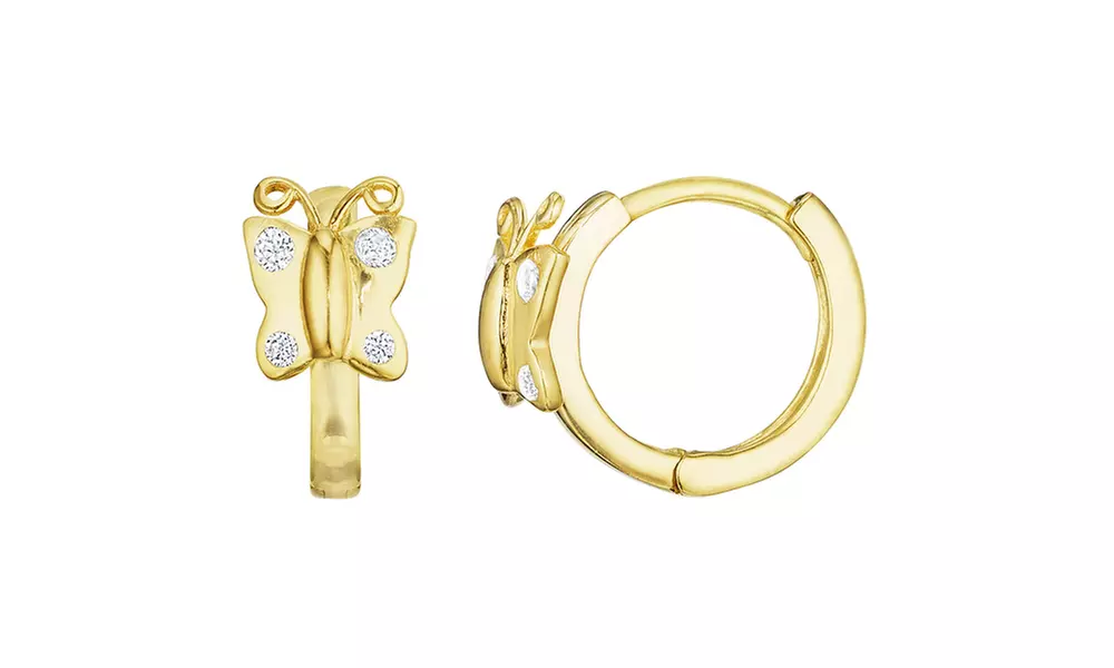 Kids' Butterfly Huggie Earrings in 14K Gold Plating - Second Medium