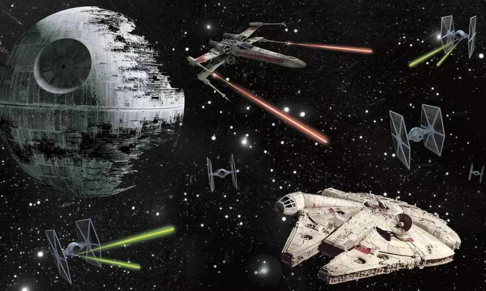 RoomMates JL1399M Star Wars Vehicles Chair Rail Prepasted Mural - Primary Image