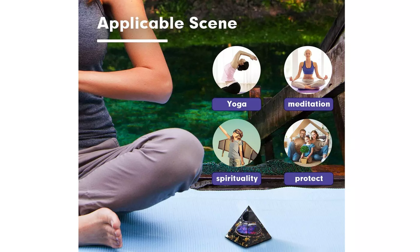 Orgone Pyramid Taichi Amethyst&Obsidian Healing Crystal Pyramid Energy Generator