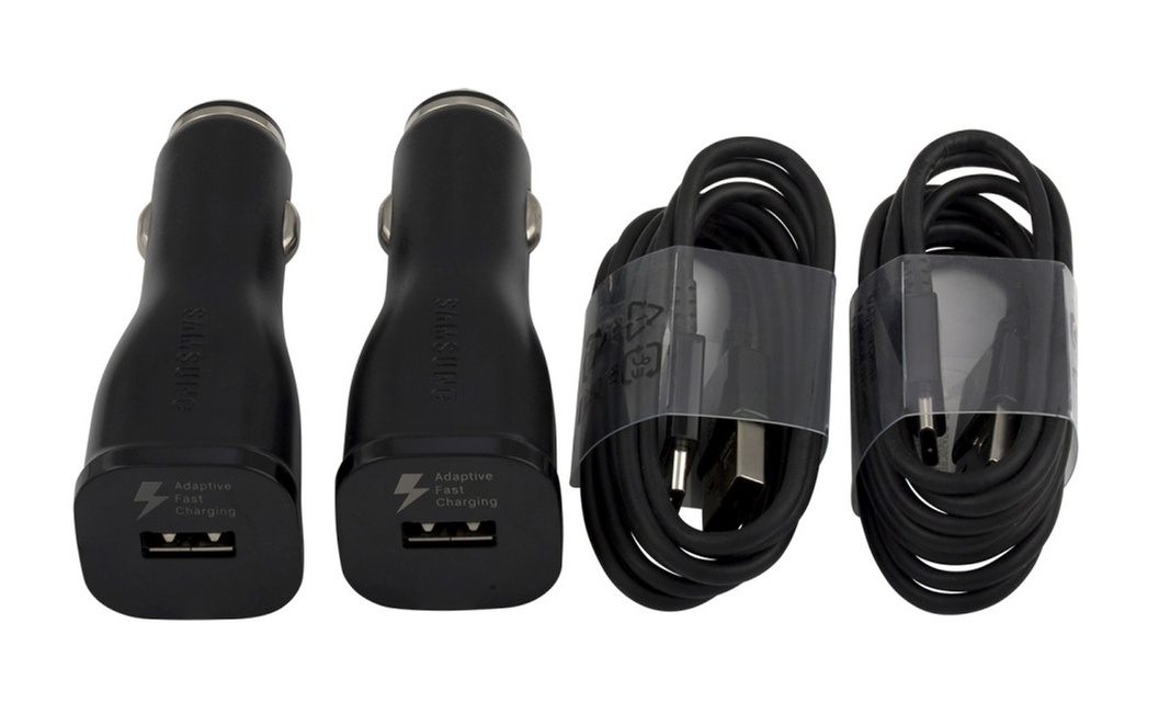 Samsung Fast Adaptive TYPE C Car Charger 2 Pack with 2 USB C Cables S8 S9 Note 8