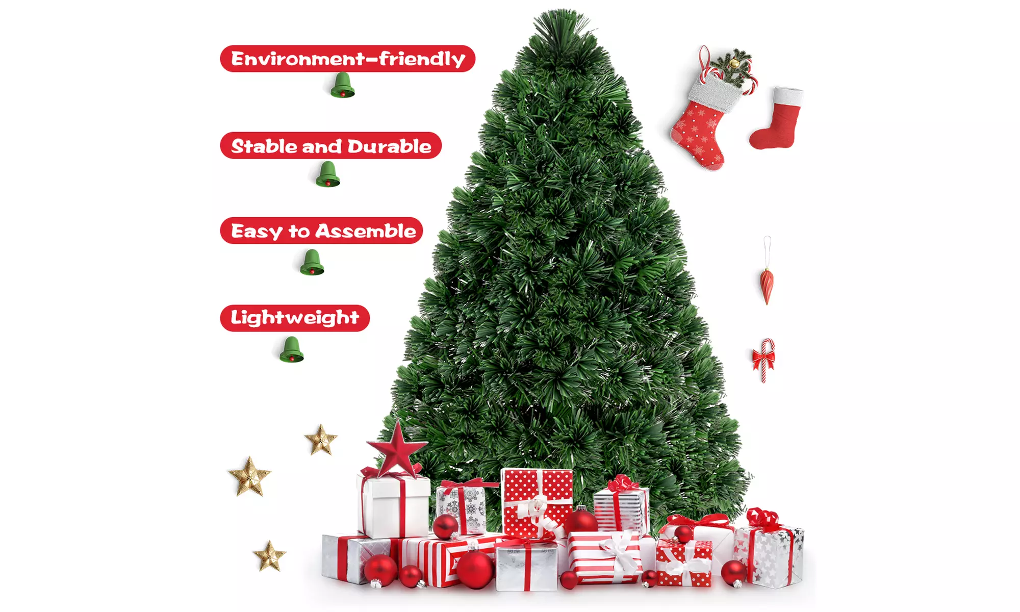 Costway 3Ft Pre-Lit Fiber Optic Artificial PVC Christmas Tree Tabletop