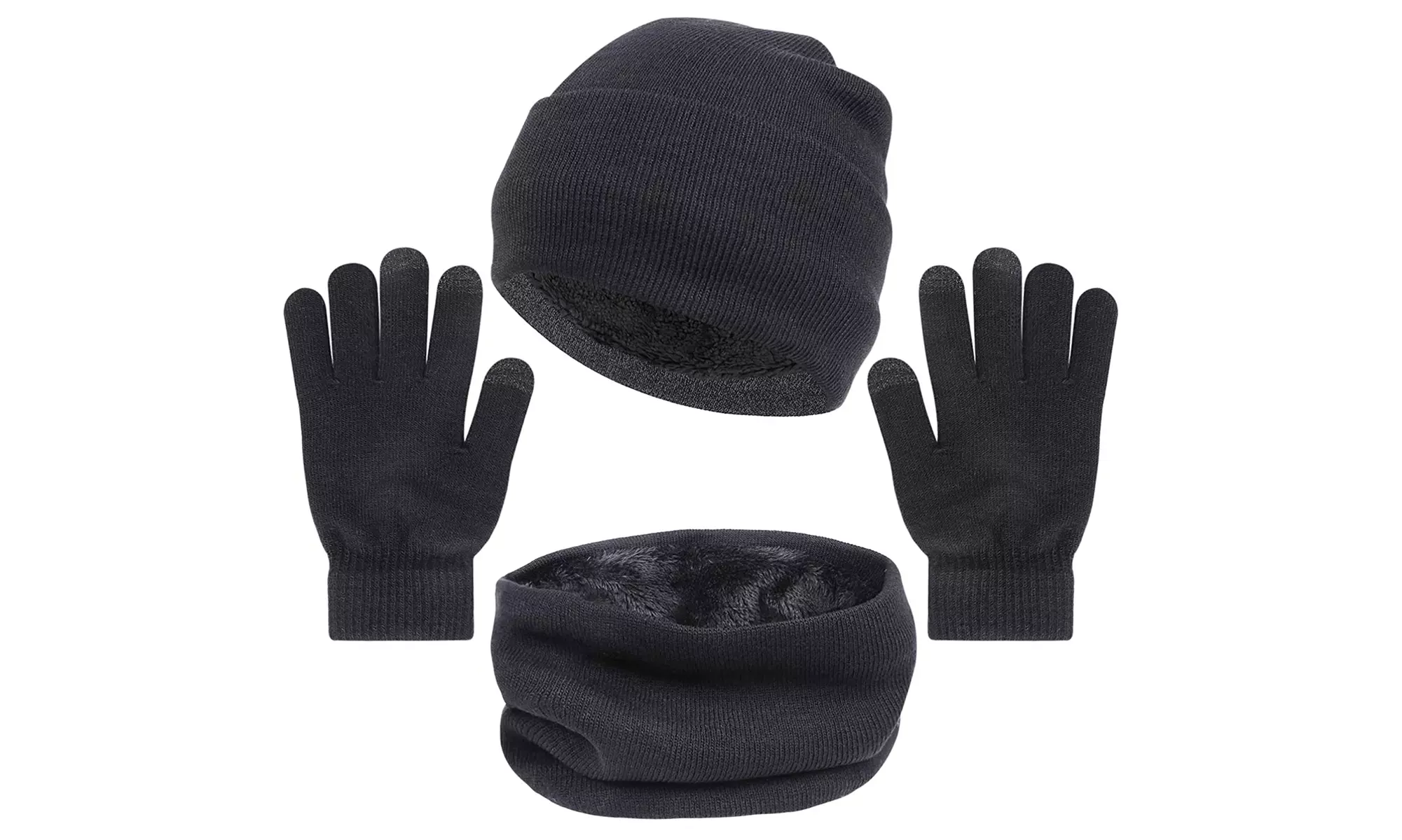 3 PCS Winter Beanie Hat Scarf Touchscreen Gloves for Men Women Knit Scarf Cap